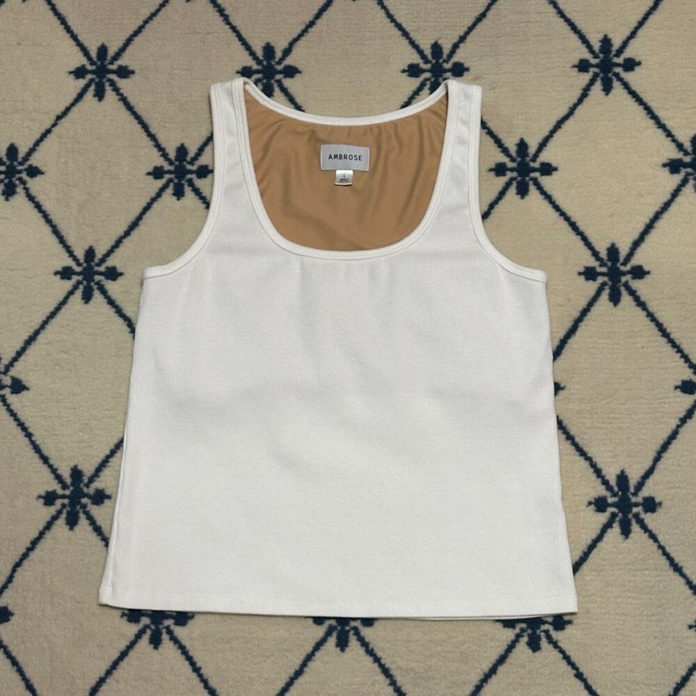 Ambrose The Low Scoop Tank Top - White